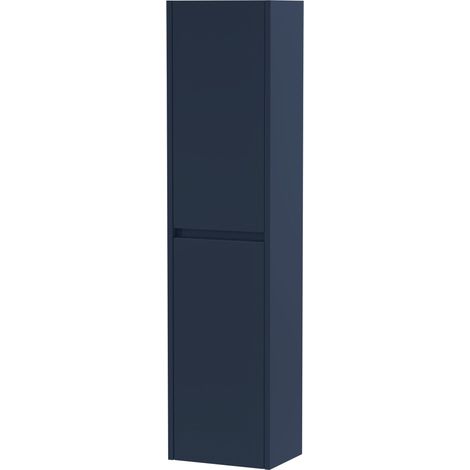 Square Wall Hung 2 Door Tall Bathroom Unit, 350mm - Midnight Blue