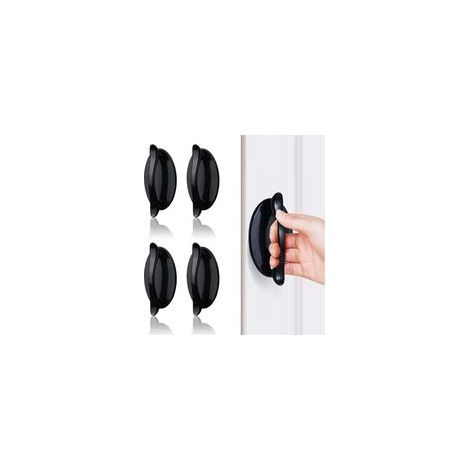 Tiradores adhesivos negros para puertas, 4 unidades, tiradores para puertas de entrada, tiradores para puertas correderas, tiradores de plástico ABS para puertas, ventanas, armarios, cajones y roperos