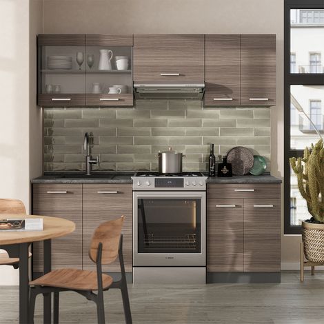 Cucina componibile R-Line, Grigio nobile/antracite, 200 cm , PL Rovere, Vicco