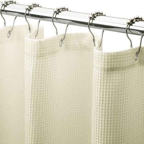Rideau de douche beige 120 cm x 180 cm, 1 pièce en polyester avec anneau à boule en métal, rideau de douche de salle de bain, rideau de douche gaufré (1/5)