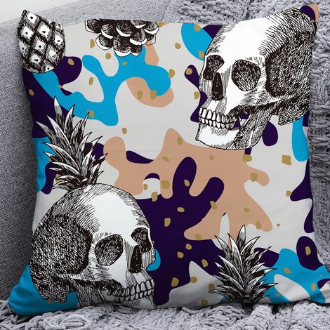 Halloween-Leinenkissenbezug für Sofa, Totenkopfmotiv, Canvas, für Sofalehne (45x45 cm)