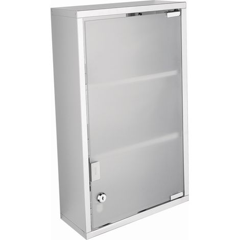 Erste-Hilfe-Schrank leer in Edelstahl medizinische Kassette mit Schluessel mod. Mayday