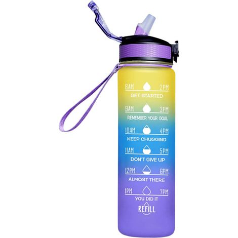 Personalisierte Sport-Trinkflasche mit Motivationssprüchen – Ergonomische, BPA-freie PP-Trinkflasche (1000 ml), Nylonkordel, verschiedene Farben (1/5)