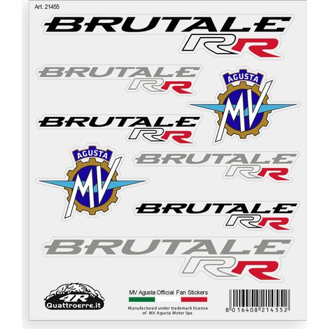 Adesivi per MV Agusta Brutale RR – Set 8 Sticker Presagomati, Resistenti ad Acqua e Raggi UV, Made in Italy, Licenza Ufficiale, Foglio 160 x 135 mm (1/5)