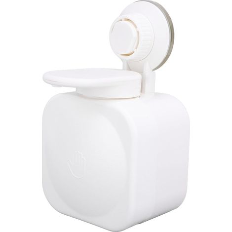 Dispenser di sapone a parete per bagno, con forte aspirazione sottovuoto, flacone a pressione stabile, senza necessità di foratura, colore bianco. (1/3)