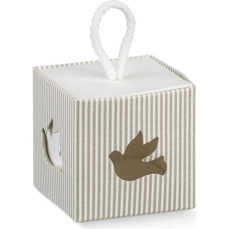 Scotton Scatola In Colomba con Cordino 50 x 50 x 50 Mm Tortora Millerighe 10 Pz
