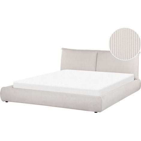 Cama de agua moderna tapizada 180 x 200 cm somier con colchón pana beige Vinay