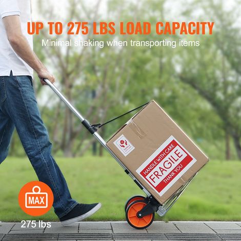 Chariot pliant 124,7 kg, diable en aluminium pliable, transport convertible avec poignée télescopique et roues caoutchouc, léger et robuste déménagement entrepôt (1/5)
