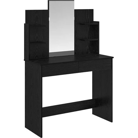 Schminktisch mit Spiegel Schwarz Eichen-Optik 96 x 39 x 142 cm vidaXL