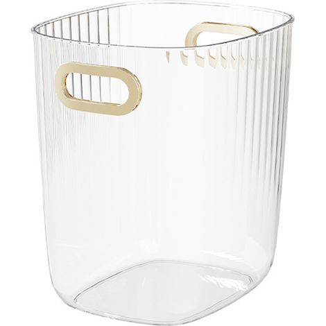 Corbeille à papier ronde de grande capacité, poubelle ouverte avec poignée pour bureau, chambre à coucher, salon, transparente (1/5)