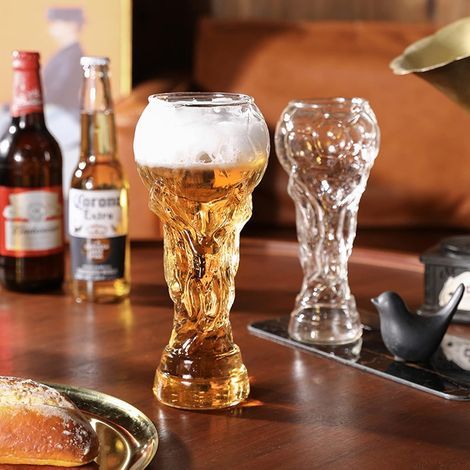 Lot de 2 verres à bière de la Coupe du monde pour regarder le football, 450 ml, tasse à bière créative Hercules pour football, verres à vin en cristal pour bière, cocktails, boissons (1/5)