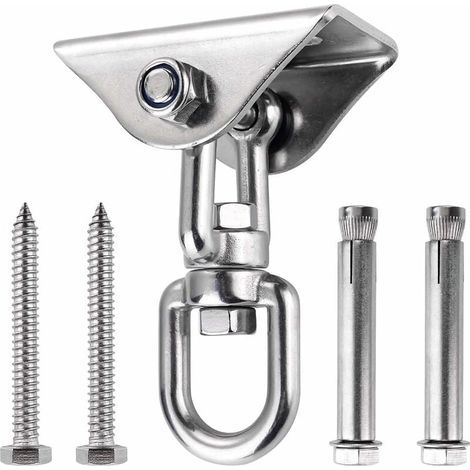 Gancio da soffitto, acciaio inox 304, portata 500 kg, rotazione a 360°, kit di sospensione in legno/cemento, sedia sospesa, lampadario, amaca, yoga (1/5)