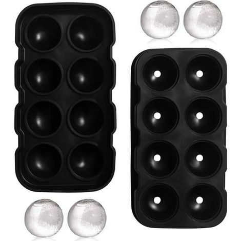 Moldes de hielo esféricos de silicona de 2 piezas，moldes de hielo con embudos，moldes de silicona