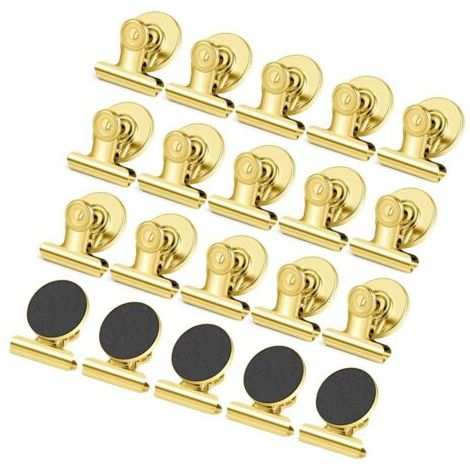 QORVA-Clips magnétiques, dorés, 3,13,7 cm, lot de 20, pour réfrigérateurs et armoires de rangement.