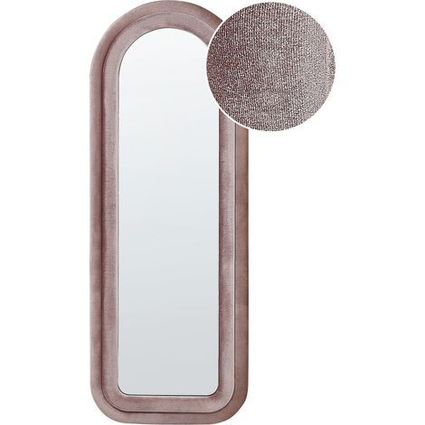 Espejo de pared moderno colgante decorativo marco terciopelo rosa 60 x 160 cm Culan