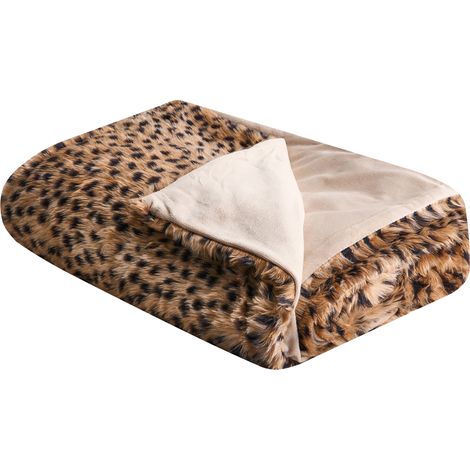 Colcha estampado leopardo de poliéster marrón 150 x 200 cm Kudeli (1/5)
