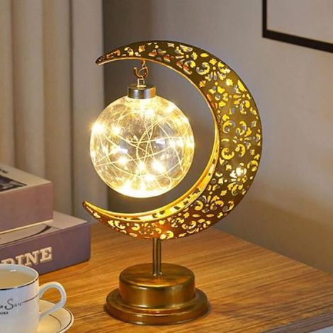Lampe de table LED en forme de lune piles - Lampe lunaire enchante - Lampe de chevet Dcoration De Ramadan (1/4)