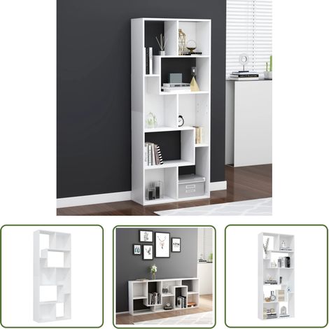 The Living Store Bibliothèque Blanc 67x24x161 cm Bois d'ingénierie - Bibliothèque Blanche - Meuble Rangement - Étagère Livre - Bibliothèque Moderne - Bibliothéque Design (1/5)