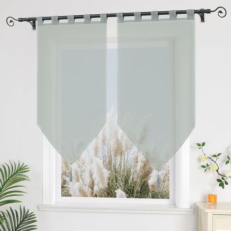 Brise-bise Transparent à Passants, Gris, Lot de 2, 45x90 cm (1/5)