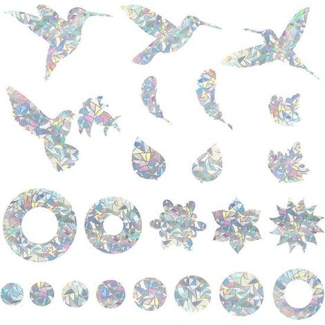 46 autocollants de fenêtre anti-oiseaux pour prévenir les collisions et assurer la sécurité des oiseaux  décorations de fenêtre colibri et mesures de protection des oiseaux. (1/5)