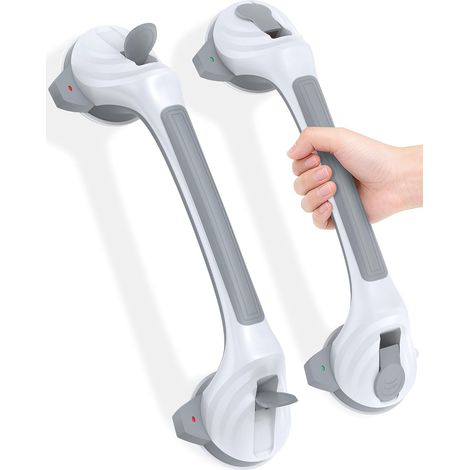 Barre d'appui Douche Ventouse 2 Pièces 43 CM Acier et ABS Support 110 KG Sans Perçage pour Senior et PMR Salle de Bain (1/5)