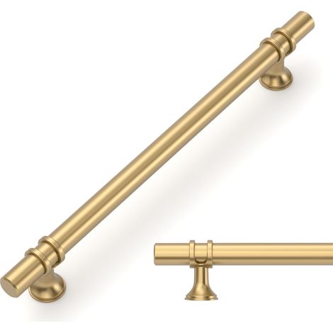 Lot de 10 poignées bronze champagne, 25,4 cm, entraxe 254 mm, pour placards et tiroirs. (1/5)