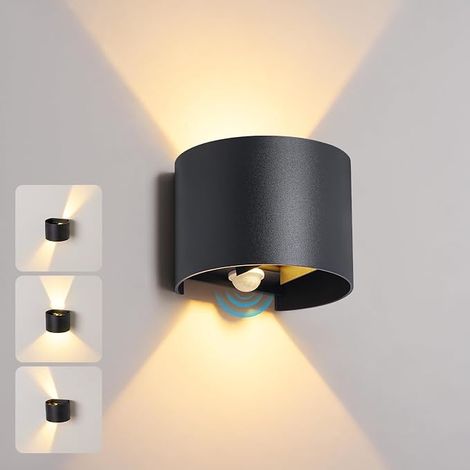 GBLY LED Außenwandleuchte 6W mit Bewegungsmelder Wasserdicht IP54 Zylindrisches Design Schwarz Modern Einstellbarer Abstrahlwinkel Warmweißes Licht 3000K Geeignet für Eingänge Gärten Terrassen und Gar (1/5)