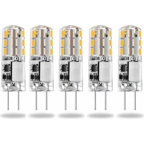 Ampoules LED G4 12V AC/DC Blanc Chaud 3000K 120LM,2 W，15-20W Halogène G4 Capsule de Remplacement à Deux Broches Type JC à Économie D'énergie,Non Variable Lumière（5 pcs） (1/5)