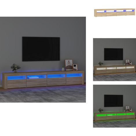 Meuble TV avec lumières LED Chêne sonoma 240x35x40 cm - Meuble Tv - Meuble Tv Led - Meuble Tv Avec Étagères - Meuble Tv Design - Meuble Tv Moderne (1/5)