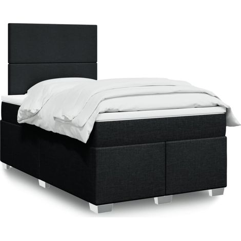 vidaXL Sommier à lattes de lit avec matelas noir 120x190 cm tissu (1/5)