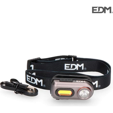 Torcia frontale con 2 LED 3W + 5W 400lm ricaricabile. Edm (1/5)