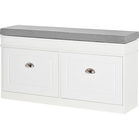 Banc coffre de rangement, 104 x 24 x 55 cm, avec tiroirs, étagères de rangement, pour salon chambre entrée, assise confortable
