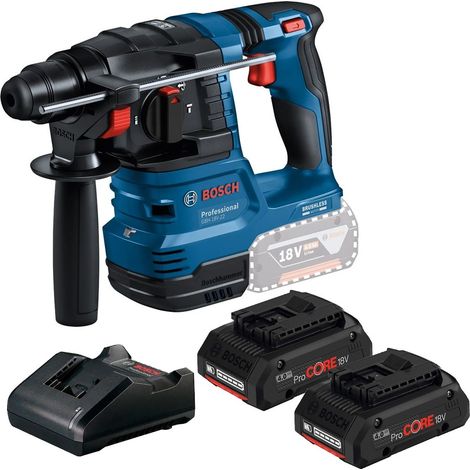 Bosch GBH 18V-22 SDS + Brushless Cordless Rotary Hammer Drill - 2 x 4Ah Pro Core