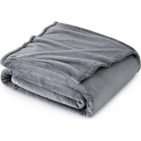 Plaid polaire pour canapé - Couverture douce et moelleuse pour le lit, plaid chaud pour adultes, gris argenté (1/4)