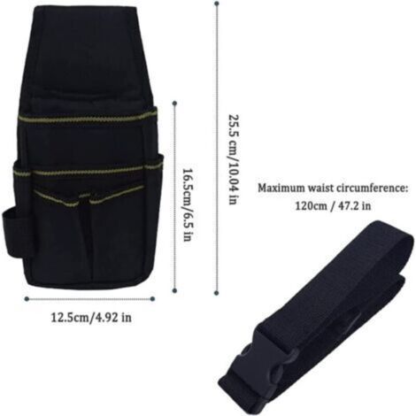 Einture Porte Outils, Sac de Ceinture pour Outil de Quincaillerie, Sac à Outils Multifonctionnel, 15 Poches Professionnel et Compact Oxford Double épaissie Imperméables pour Électricien Technicien (1/3)