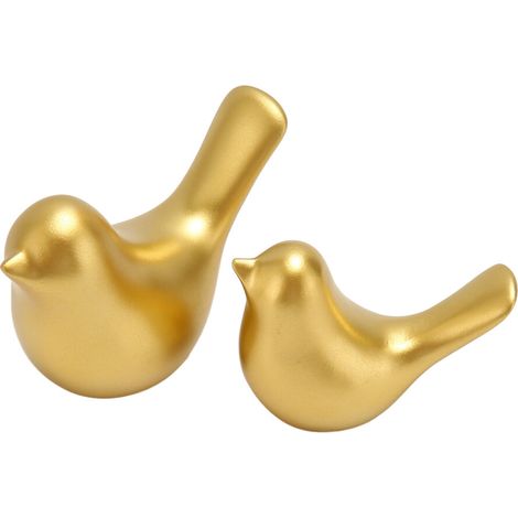 Die vergoldete Keramikvogelstatue ist ein modernes Wohnaccessoire, das sich für Wohnzimmer, Schlafzimmer und Bürotische eignet.