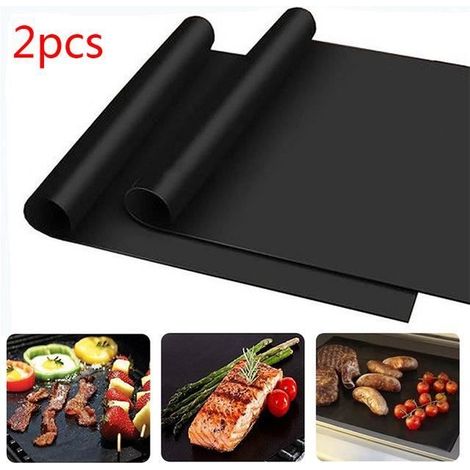 40x33x0.02cm,Tapis de barbecue réutilisable, tapis antiadhésif, ustensiles de cuisson, accessoires de cuisineNoir 2 pièce rouleau (1/4)