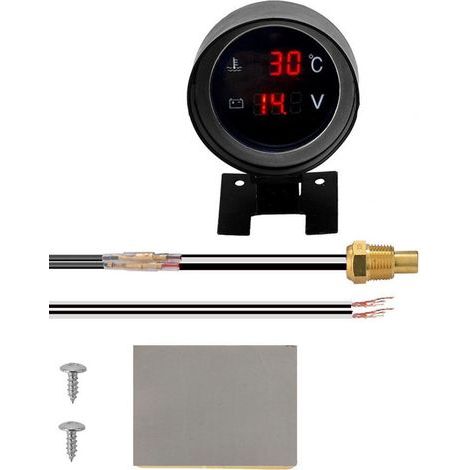 LED Ronde Numérique Voiture Camion Jauge de Température de L' Capteur de Température Température Moto + Voltmètre Volt Mètre de Tension 2 en 1 A (1/5)