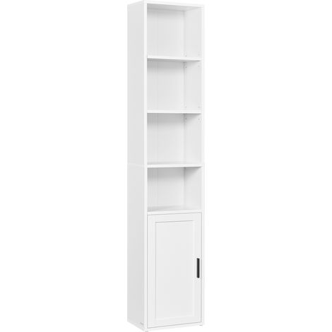 Vasagle – Bibliothèque blanche nuage 6 niveaux – Étagères réglables – Rangement ouvert avec porte – Dimensions 24 x 31,8 x 175 cm