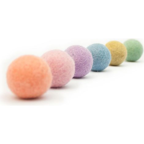 Jouet pour Chat Balles en Feutre Lot de 6 100% Pure Laine Jouet Interactif d'Intérieur Multicolores (1/5)