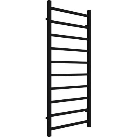 Reina Serena Square Tube Heated Towel Rail 1200mm H x 500mm W Black (1/3)