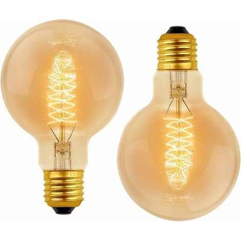 Ampoule Vintage Globe G80 E27 Dimmable 60W Blanc Chaud 2700K, 600lm, Ampoules de Décoration à Incandescence Rétro E27 Spirale Tungstène Filament Lampe, lot de 2 (1/4)