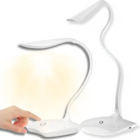 Lampe de bureau scolaire 14 LED USB tactile blanche (1/5)