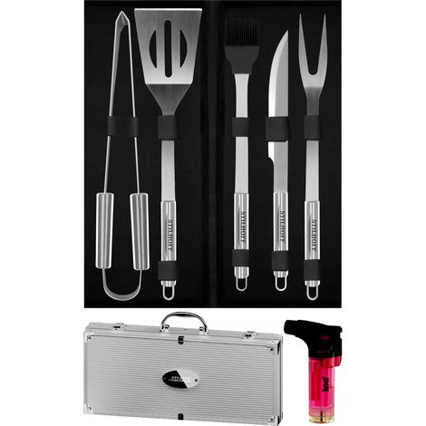 Juego de accesorios para parrilla STILHOFF, cubiertos, utensilios, 7 piezas, 5 + estuche + quemador (1/5)