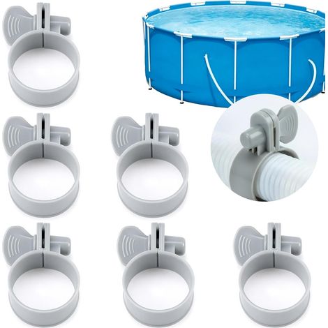 6 Colliers de Serrage pour Tuyau de Piscine 32-38 mm en Plastique, Attaches pour Pompe à Filtre Réglables, Pour Tuyau Piscine, Bassin de Diamètre 3,18–3,81 cm (1/5)