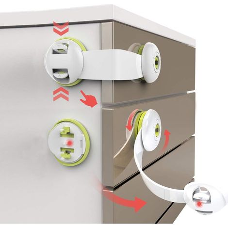 [Pack of 10] Child Safety Locks - No tools or drilling required - Suitable for kitchen cabinets, drawers, appliances, closets, refrigerators, ovens, and trash cans.