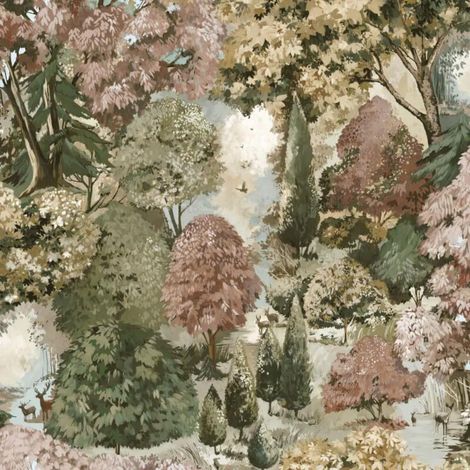 Basildon Forest Rust Green Wallpaper Forest Trees Wildlife Paste The Paper (1/4)