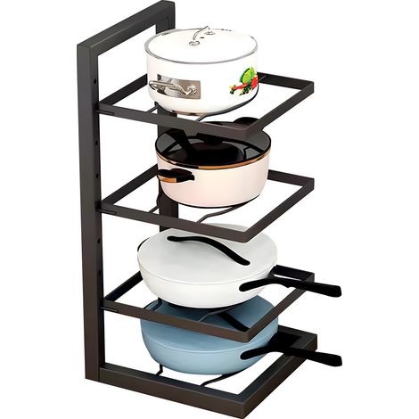 Organizer Cucina Salvaspazio Con 4 Livelli Regolabili In Metallo Nero