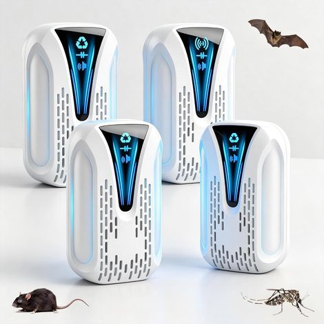 Verbesserter Ultraschall-Schädlingsbekämpfer 2026, 4er-Packung, Ultraschall-Mäuseabwehrmittel, sicher für Haustiere und Menschen, wirksam gegen Kakerlaken, Ratten, Spinnen und Mücken – Weiß (1/5)