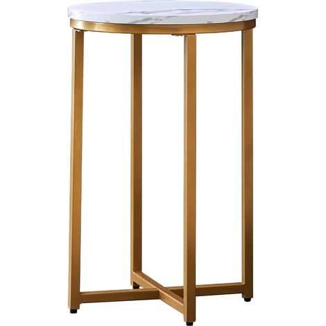 Round coffee table in MDF wood and metal for living room, bedroom, 40 x 40 x 62 cm (gold) (1/5)